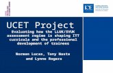 UCET Project Evaluating how the LLUK/SVUK assessment regime is shaping ITT curricula and the professional development of trainees Norman Lucas, Tony Nasta.