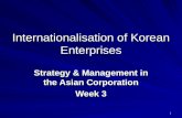 1 Internationalisation of Korean Enterprises Strategy & Management in the Asian Corporation Week 3.