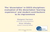 GEES Conference Manchester 2005 The dissertation in GEES disciplines: evaluation of the dissertation learning experience and student contributions to its.
