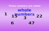 These numbers are called whole numbers 1 15 6 3 47 22.