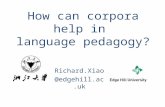 How can corpora help in language pedagogy? Richard.Xiao @edgehill.ac.uk.