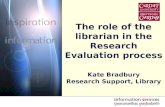 The role of the librarian in the Research Evaluation process Kate Bradbury Research Support, Library.