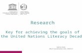 Sabine Kube UNLD Coordination Unit, UNESCO Research Key for achieving the goals of the United Nations Literacy Decade.