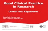 Zoe Whale / Lynette Lane GCP Facilitators, NISCHR CRC Good Clinical Practice in Research Clinical Trial Regulations.