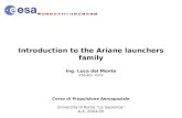 Introduction to the Ariane launchers family Ing. Luca del Monte ESA-HQ, Paris Corso di Propulsione Aerospaziale Universitadi Roma La Sapienza A.A. 2004-05.