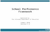 School Performance Framework Sponsored by The Colorado Department of Education Summer 2010 Version 1.3.
