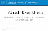 Viral Exanthems Medical Student Core Curriculum in Dermatology Last updated March 16, 2011 1.