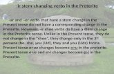 -ir stem-changing verbs in the Preterite -ar and –er verbs that have a stem change in the Present tense do not have a corresponding change in the Preterite.