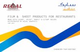 FILM & SHEET PRODUCTS FOR RESTAURANTS MADE WITH LEXAN*, VALOX*, NORYL* & ULTEM* RESINS DISTRIBUTED BY REGAL GRAPHICS JUNE 2012.