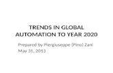 TRENDS IN GLOBAL AUTOMATION TO YEAR 2020 Prepared by Piergiuseppe (Pino) Zani May 31, 2013.