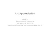 Art Appreciation Week 1: Introduction to the Course The Nature of Art (Ch. 1) Awareness, Creativity, and Communication (Ch. 2)