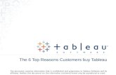 The 6 Top Reasons Customers buy Tableau The document contains information that is confidential and proprietary to Tableau Software and its affiliates.