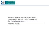 Managed MaineCare Initiative (MMI) Stakeholder Advisory and Specialized Services Committees November 19, 2010.