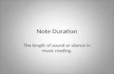 Note Duration The length of sound or silence in music reading.