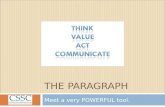 THE PARAGRAPH Meet a very POWERFUL tool.. What am I trying to say? Balance Think Value Act Communicate.