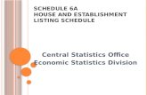S CHEDULE 6A H OUSE AND E STABLISHMENT L ISTING S CHEDULE Central Statistics Office Economic Statistics Division.