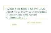 What You Dont Know CAN Hurt You: How to Recognize Plagiarism and Avoid Committing It By Prof. Brian Porto.