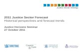 Justice Sector Strategy 2011 Justice Sector Forecast Historical perspectives and forecast trends Justice Horizons Seminar 27 October 2011.