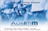 Women in Mining Network (WIMNet) Presentation to New Leaders Conference, July 2008 By Kate Sommerville on behalf of Women in Mining Network.