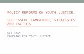 POLICY REFORMS ON YOUTH JUSTICE: SUCCESSFUL CAMPAIGNS, STRATEGIES AND TACTICS LIZ RYAN CAMPAIGN FOR YOUTH JUSTICE.