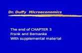 Dr. Duffy Microeconomics The end of CHAPTER 3 Frank and Bernanke With supplemental material.