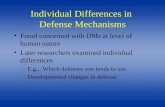 Individual Differences in Defense Mechanisms Freud concerned with DMs at level of human nature Later researchers examined individual differences –E.g.,.