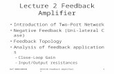 Ref:080130HKNEE3110 Feedback Amplifiers1 Lecture 2 Feedback Amplifier Introduction of Two-Port Network Negative Feedback (Uni-lateral Case) Feedback Topology.