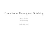 Educational Theory and Teaching Dom Booth Rick Tranter December 2011.