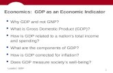 0 Leader: GDP Economics: GDP as an Economic Indicator Why GDP and not GNP? What is Gross Domestic Product (GDP)? How is GDP related to a nations total.