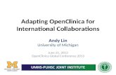 Adapting OpenClinica for International Collaborations Andy Lin University of Michigan June 21, 2013 OpenClinica Global Conference 2013.