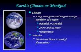 Earths Climate & Mankind Climate Climate Long-term (years and longer) average condition of a region Long-term (years and longer) average condition of a.