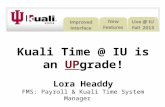 Kuali Time @ IU is an UPgrade! Lora Headdy FMS: Payroll & Kuali Time System Manager.