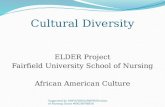 Cultural Diversity ELDER Project Fairfield University School of Nursing African American Culture Supported by DHHS/HRSA/BHPR/Division of Nursing Grant.