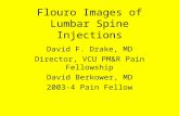 Flouro Images of Lumbar Spine Injections David F. Drake, MD Director, VCU PM&R Pain Fellowship David Berkower, MD 2003-4 Pain Fellow.