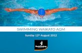 SWIMMING WAIKATO AGM Sunday 12 th August 2012. VISION Swimming For Life ParticipationPartnershipsPerformance.