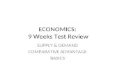 ECONOMICS: 9 Weeks Test Review SUPPLY & DEMAND COMPARATIVE ADVANTAGE BASICS.