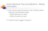 International Tax JurisdictionBasic Concepts Key issues governments must resolve when taxing cross-border trade -- What persons to tax? -- What income.