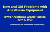 New and Old Problems with Anesthesia Equipment BWH Anesthesia Grand Rounds July 9, 2003 © Copyright 2002-2003, James H Philip, All rights reserved.