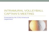INTRAMURAL VOLLEYBALL CAPTAINS MEETING Presented by the TCNJ Intramural Department.