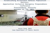 Establishing Accessible General Population Shelters Appalachian Inclusive Emergency Preparedness Conference Prestonsburg, Kentucky October 14 –15, 2011.