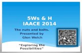 5Ws & H IAACE 2014 The nuts and bolts. Presented by Glen Welch Exploring the Possibilities.