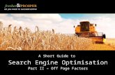 A Short Guide to Search Engine Optimisation Part II – Off Page Factors.