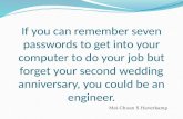 If you can remember seven passwords to get into your computer to do your job but forget your second wedding anniversary, you could be an engineer. Mei-Chuan.