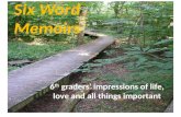 Six Word Memoirs 6 th graders impressions of life, love and all things important.