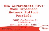 How Governments Have Made Broadband Network Rollout Possible CANTO Conference & Exhibition 22 nd – 25 th July, 2012 – Miami Andrew Gorton Group Head of.