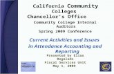 California Community Colleges Chancellors Office Community College Internal Auditors Spring 2009 Conference Current Activities and Issues in Attendance.