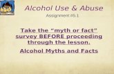 Alcohol Use & Abuse Take the myth or fact survey BEFORE proceeding through the lesson. Alcohol Myths and Facts Assignment #5.1.