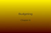 Budgeting Chapter 6. Budgeting Develop a clear understanding of goals –Short term (1 year) Usually smaller purchases, less expensive Minimal impact –Long.