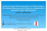 Experimental Demonstration of Polarization Encoding Measurement-Device-Independent Quantum Key Distribution Zhiyuan Tang, Zhongfa Liao, Feihu Xu, Bing.