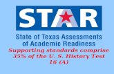 Supporting standards comprise 35% of the U. S. History Test 16 (A)
